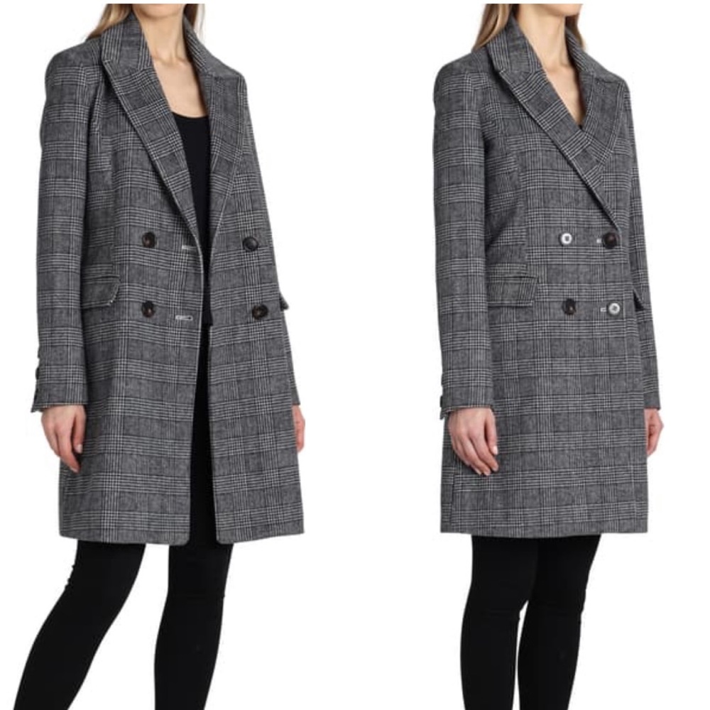 Avec Les Filles grey plaid coat M